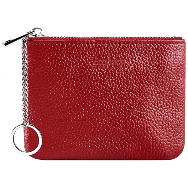 Genuine Leather Coin Purse Keychain for Women, Eco...