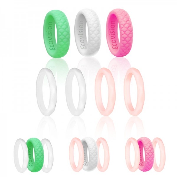 7 Pack Stackable Silicone Wedding Rings for Women,...