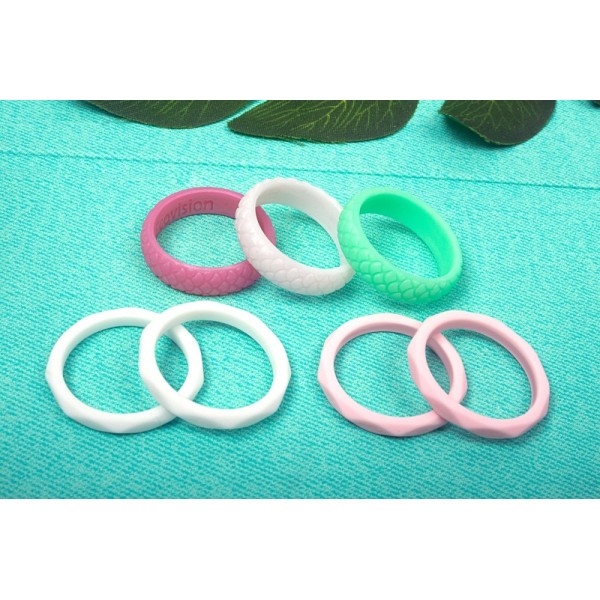 7 Pack Stackable Silicone Wedding Rings for Women, Ecovision Affordable Thin & Soft Rubber Wedding Bands for Beach Workout Travels Sports
