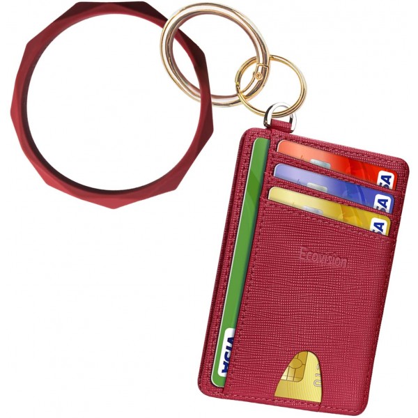 EcoVision Keychain Wallet, Keychain Bracelet with RFID Blocking Slim Card Holder Wallets with Detachable D-Shackle